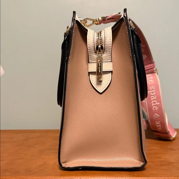 kate spade Cream and Tan Satchel with Black Handles - Picture 2 of 12